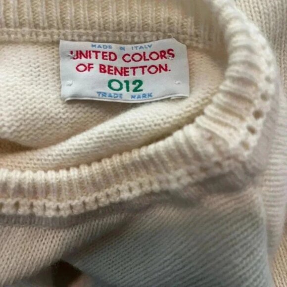 Italian Benetton cream ivory XL wool sweater vintage - Picture 2 of 3